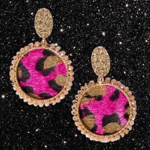 Pink Leopard Earrings
